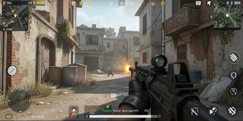Tangkapan layar gameplay mendebarkan dalam 8G8G dengan senjata dan aksi yang intens.