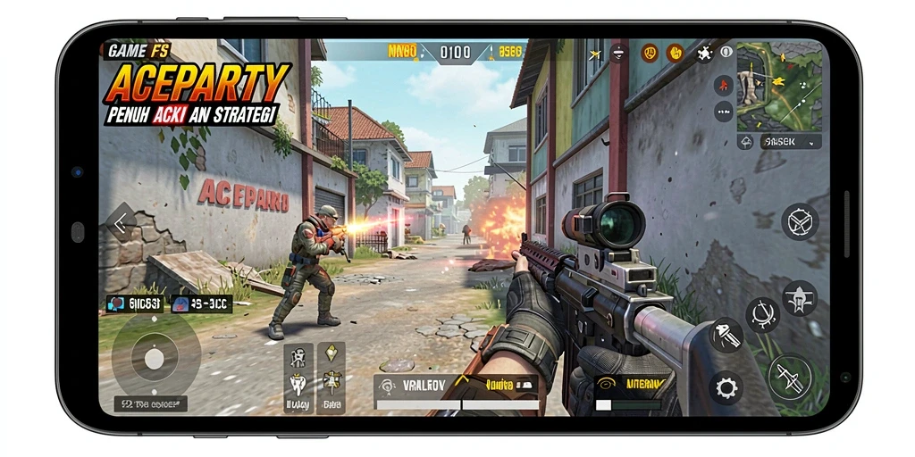 Screenshot menunjukkan aksi mendebarkan dalam game FPS ACEPARTY.