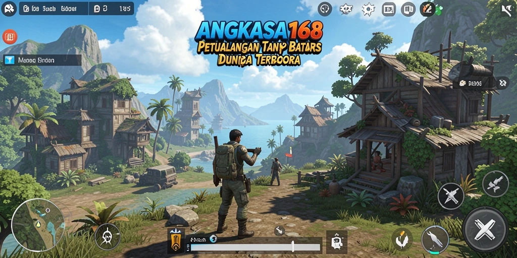 Screenshot gameplay ANGKASA168 dengan pemandangan dunia terbuka yang menakjubkan.