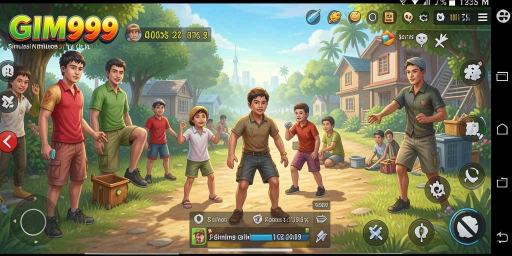 Tampilan gameplay GIM999 yang memukau dengan interaksi karakter.