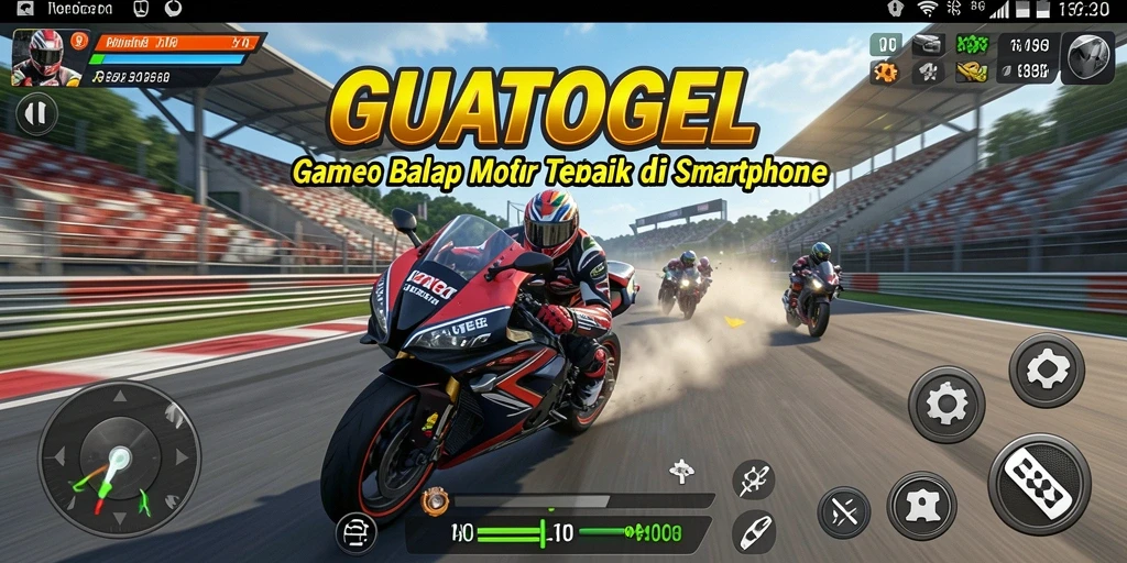 Tampilan gameplay seru balap motor GUATOGEL yang mendebarkan.