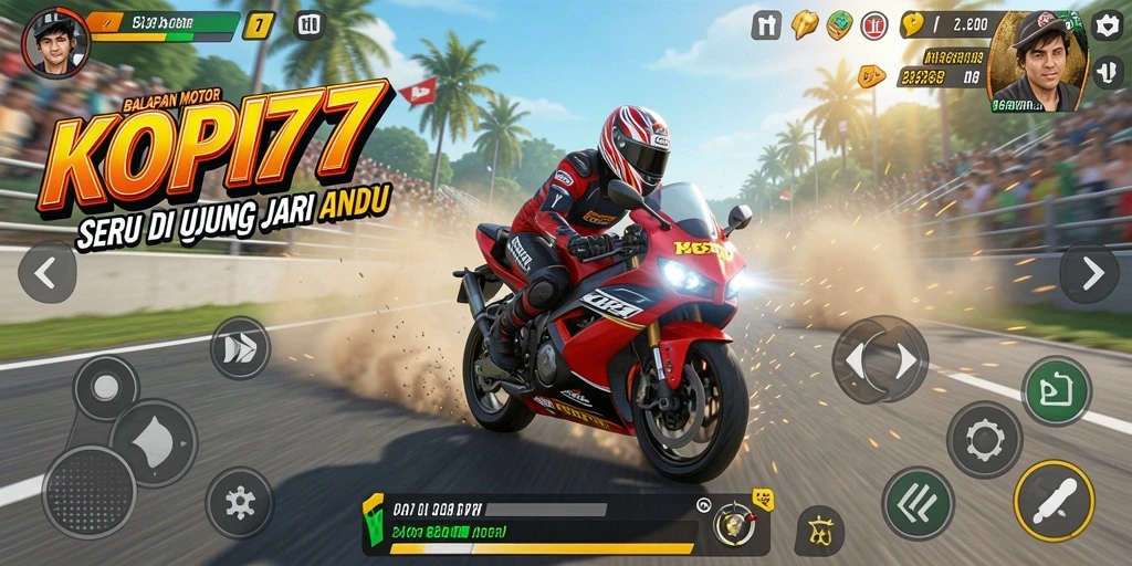Tampilan screenshot KOPI77 menampilkan aksi balapan motor yang mendebarkan.