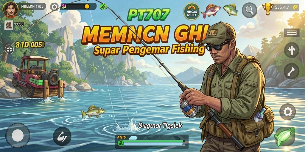 Screenshot menunjukkan pemain menangkap ikan besar dalam PT707.