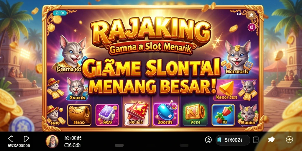 Tampilan menarik dari gameplay Slot RAJAKING dengan berbagai tema dan efek visual.