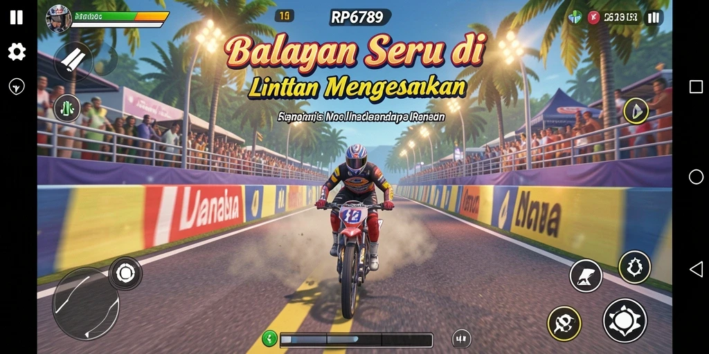 Gameplay seru di balapan lintasan RP6789 yang penuh aksi.