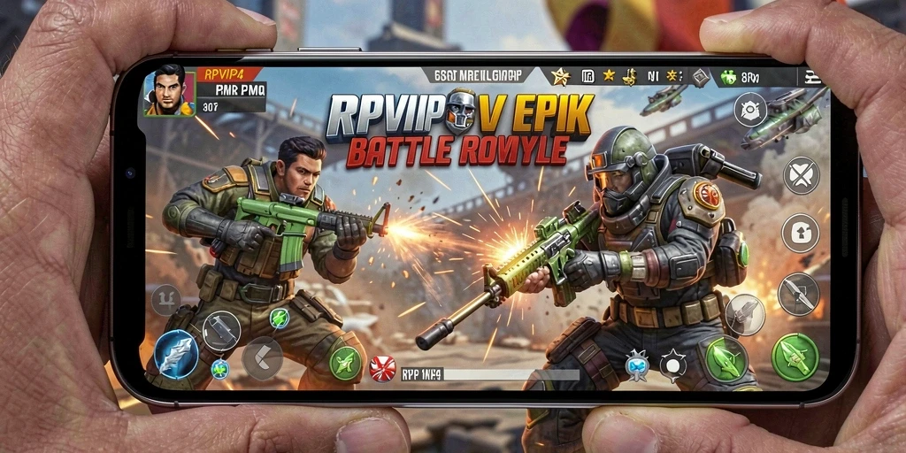 Screenshot gameplay <strong>RPVIP4</strong> yang menampilkan aksi tempur seru di Battle Royale.