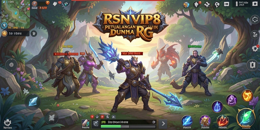 Tangkapan layar utama RSNVIP8, menampilkan pertarungan epik di dunia RPG.