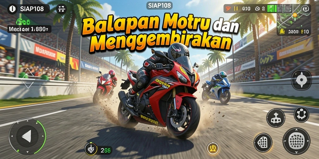 Tampilan gameplay menegangkan di balapan motor SIAP108.