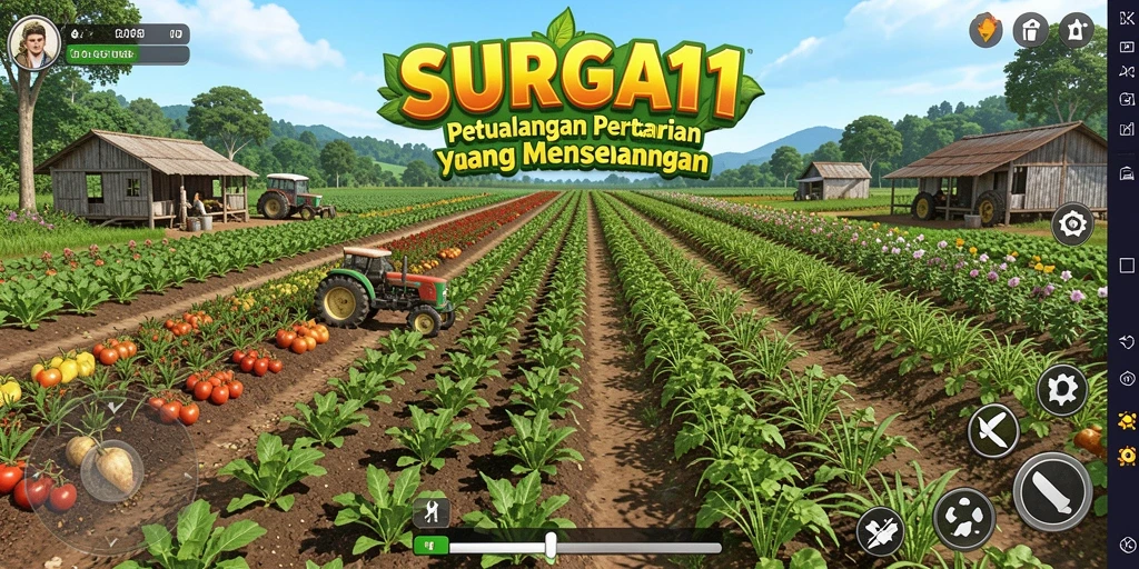 Screenshot menunjukkan aktivitas bertani yang seru dan interaktif.
