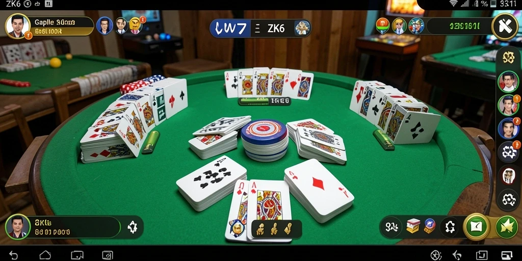 Tampilan screenshot gameplay ZK6 dengan suasana Gaple yang menyenangkan.